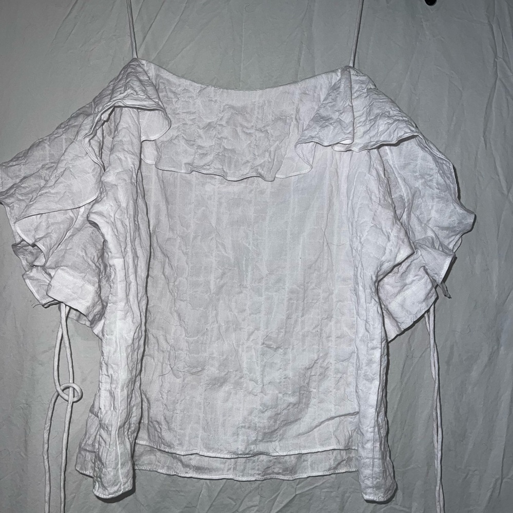 Club Monaco White Ruffle Blouse - Picture 4 of 4